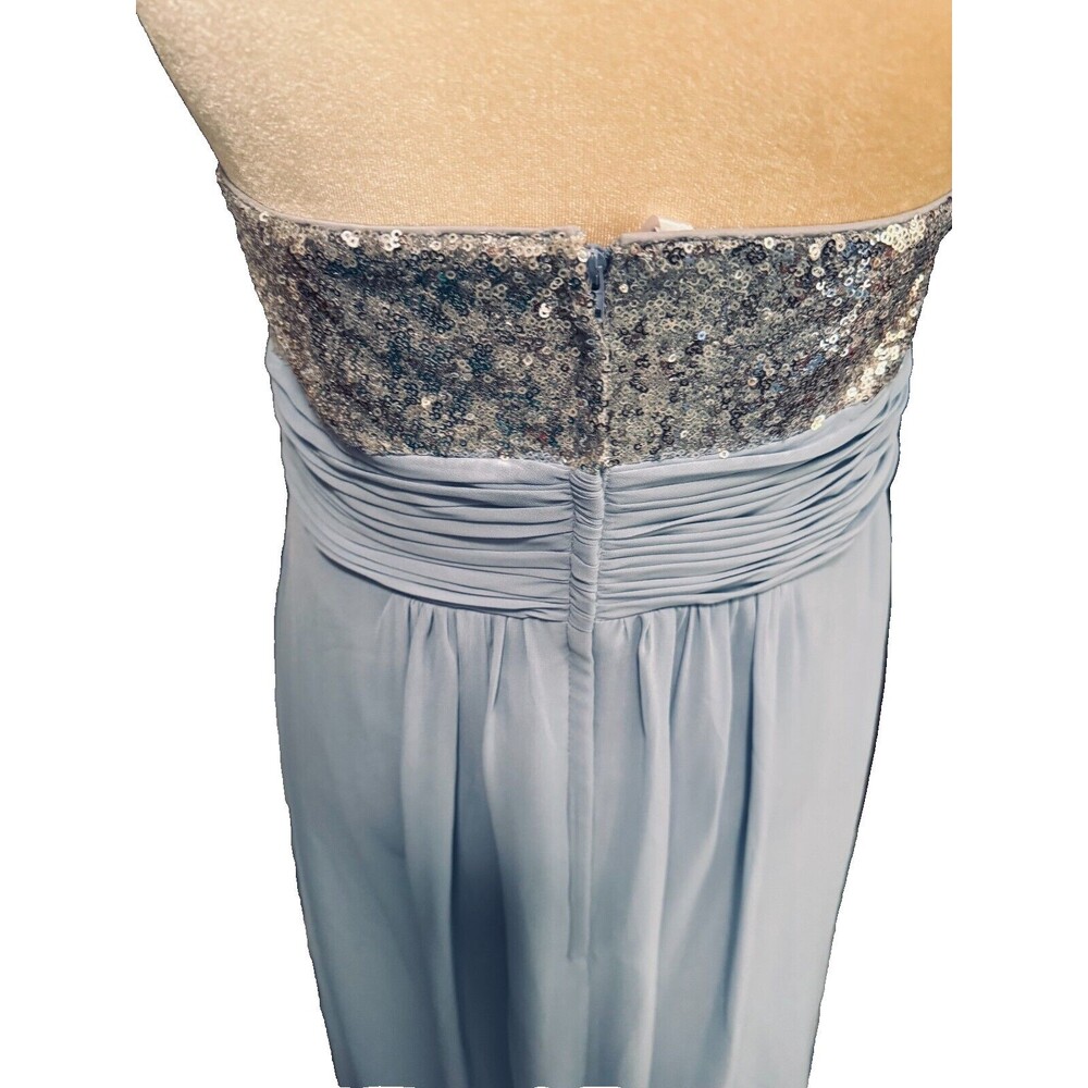 Christina Wu Formal Dress Sz 12 Silver Sequin Bodice Blue Chiffon Party Prom - Picture 8 of 13